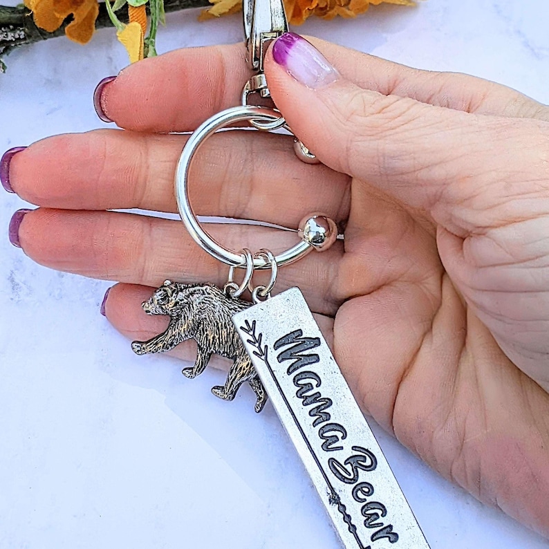 Mama Bear Keychain/Purse Clip - - LadybugfeetDesigns -