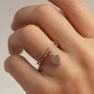 CZ Rose Gold Heart Ring 5-7 - - LadybugfeetDesigns -