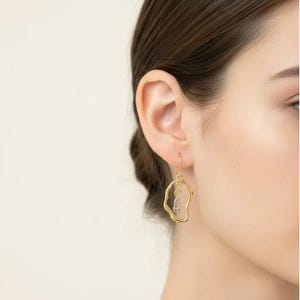 Safety Pin Two-Tone dangle earrings, Gold - - LadybugfeetDesigns -