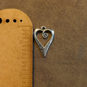Large Fancy Heart Hook Earrings, Silver image 5