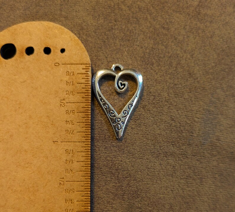 Large Fancy Heart Hook Earrings, Silver image 5