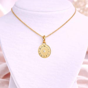Zodiac Wheel Chart necklace, Gold - adjustable up to 24 inches - - LadybugfeetDesigns -