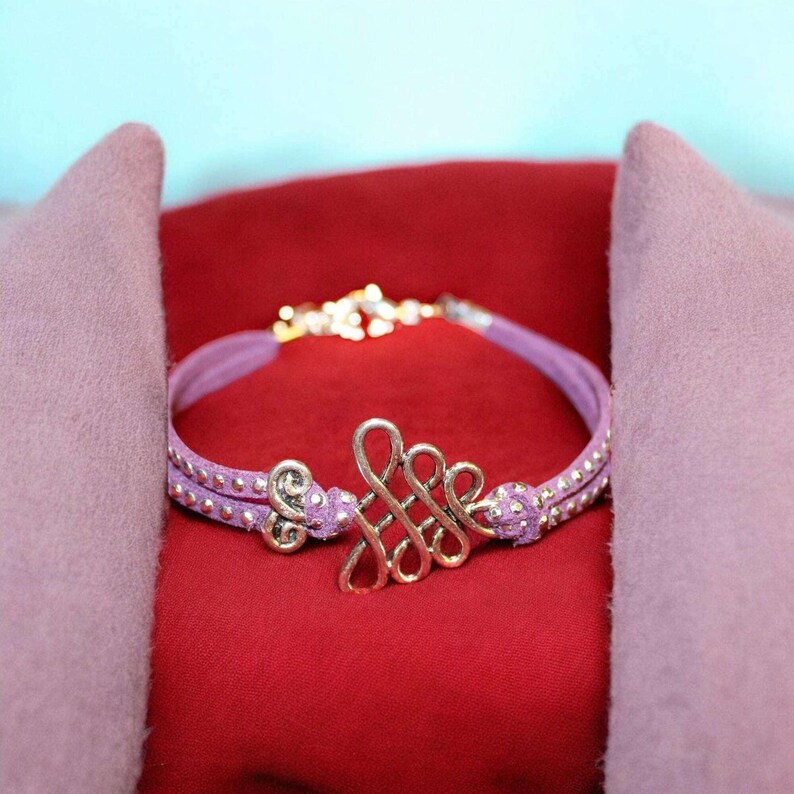 Unalome/Triple Infinity Beaded Suede Bracelet - - LadybugfeetDesigns -