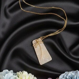 Dragonfly Tag necklace, Gold - 30 inch - - LadybugfeetDesigns -