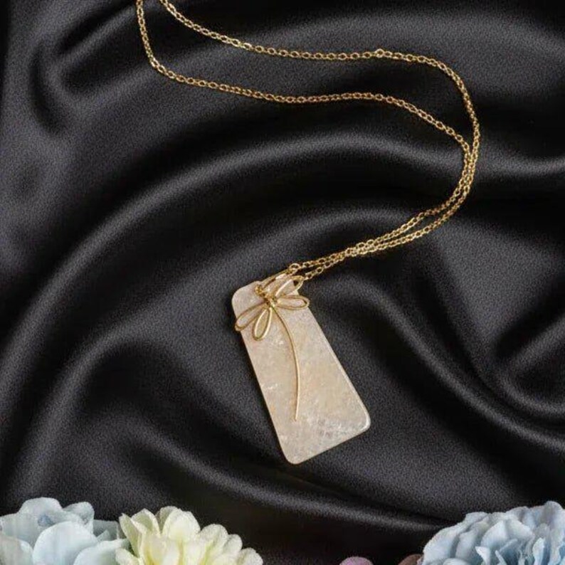 Dragonfly Tag necklace, Gold - 30 inch - - LadybugfeetDesigns -