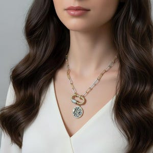 Black Enamel Celestial Pendant Carabiner Necklace, Gold/Silver - 20 inch - - LadybugfeetDesigns -