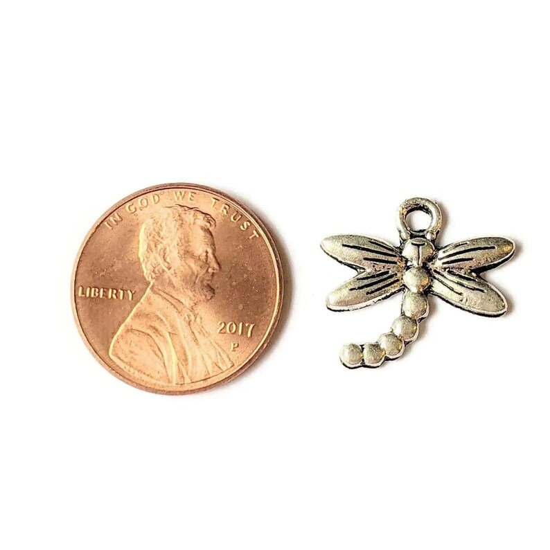Silver Mini Dragonfly Charm III - - LadybugfeetDesigns -