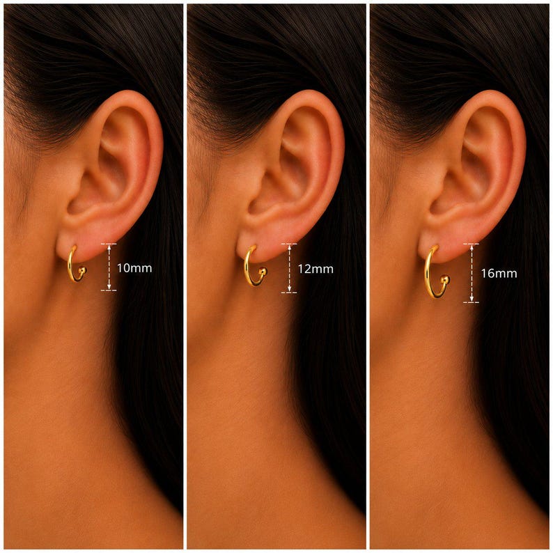 Sea Blue Conch Seashell hoop earrings, Gold - 16mm - - LadybugfeetDesigns -