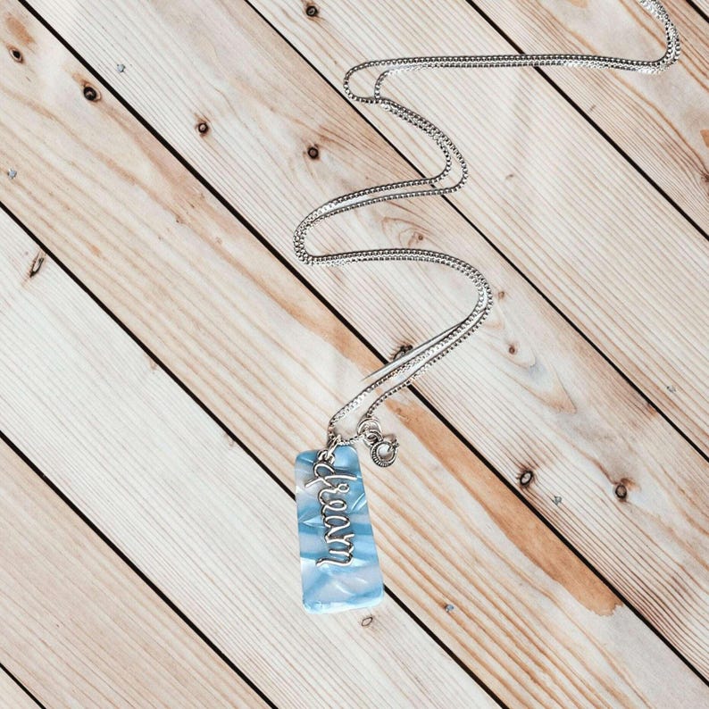 Dream Tag necklace, Sterling Silver - 30 inch - - LadybugfeetDesigns -