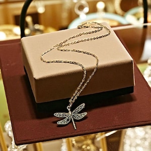 Dragonfly Boho Necklace, Antique Bronze - 18 inches - - LadybugfeetDesigns -