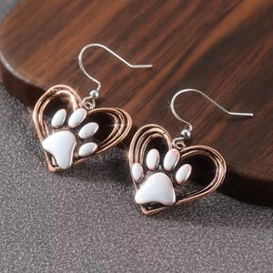 Rustic Dog/Cat Paw Print Earrings, Silver - - LadybugfeetDesigns -