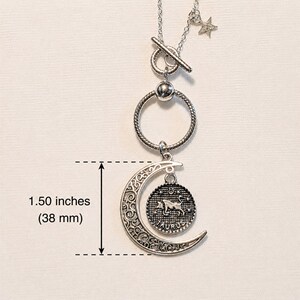 Crescent Moon Zodiac Sign Necklace, Silver - 20 inch - - LadybugfeetDesigns -