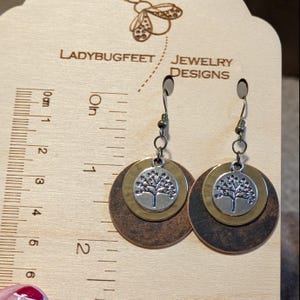 Bronze Tree of Life Dangle Earrings, Bronze - - LadybugfeetDesigns -