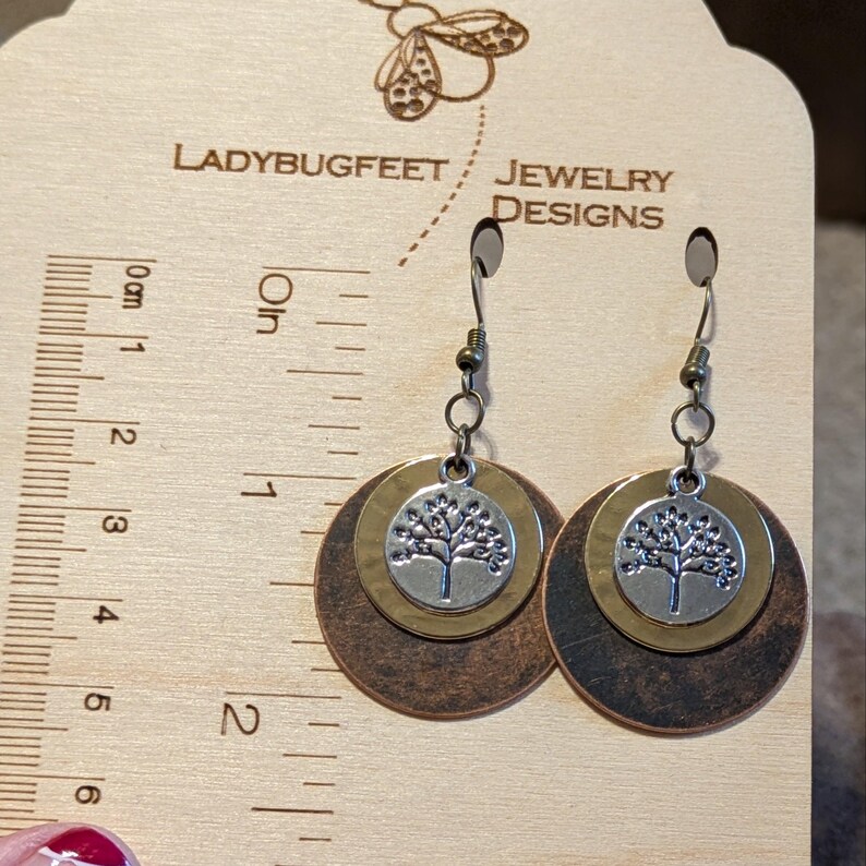 Bronze Tree of Life Dangle Earrings, Bronze - - LadybugfeetDesigns -