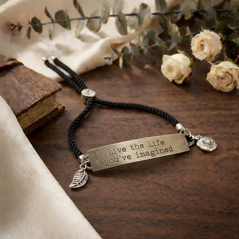 Live the Life You've Imagined Twisted Rope Bolo bracelet - - LadybugfeetDesigns -