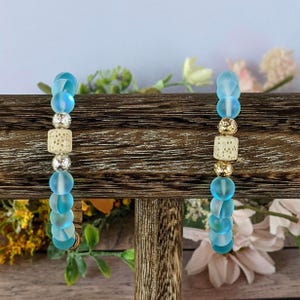 Iridescent Blue Mystic Aura Quartz Gemstone Diffuser bracelet - - LadybugfeetDesigns -