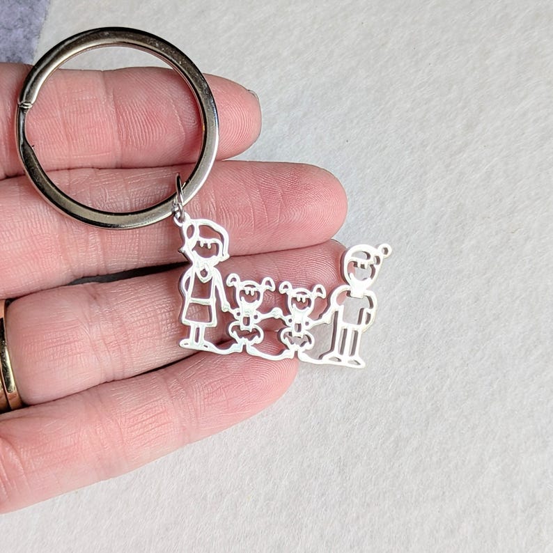 Happy Family Key Chain, Key Holder - Father's Day Gift - - LadybugfeetDesigns -