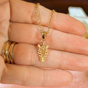 Zebra necklace, Gold - 20 inch - - LadybugfeetDesigns -