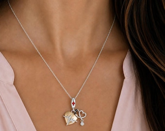 Nurse, Doctor, Medical Care-Giver Necklace, 20 inches - Silver