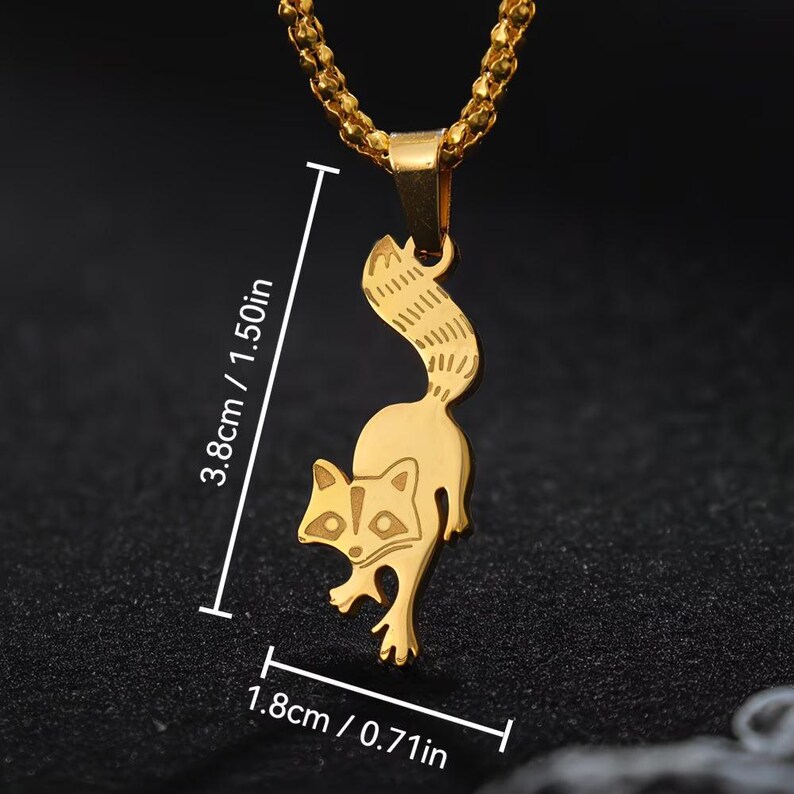 Racoon Necklace, 24 inches - Silver or Gold - - LadybugfeetDesigns -