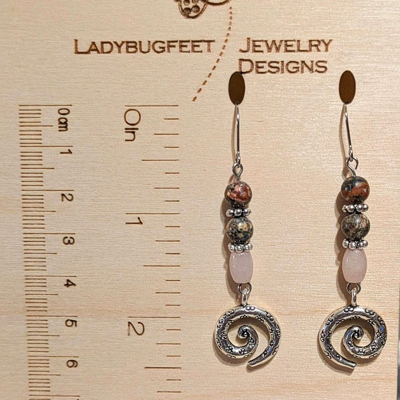 Opal, Jasper Swirl Earrings - - LadybugfeetDesigns -