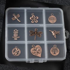 Boho Nature Charm Box - 9 pc., Rose-Gold/Copper - - LadybugfeetDesigns -