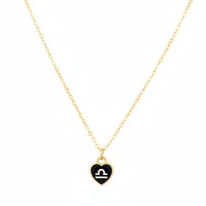 Zodiac Sign Heart Necklace, Gold - 20 inches - - LadybugfeetDesigns -