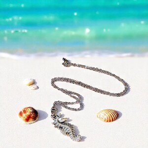 Seahorse Pendant necklace, Silver - 20 inch - - LadybugfeetDesigns -