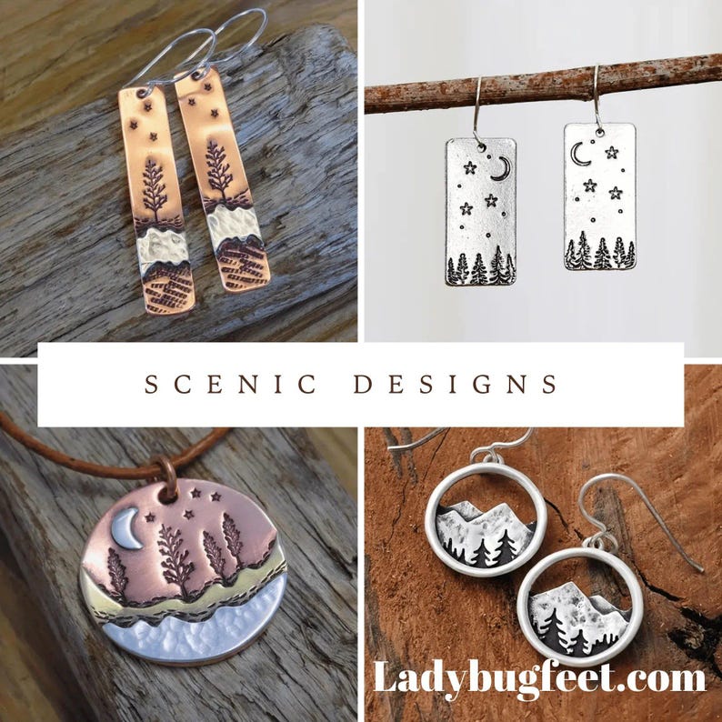 Starry Night in the Pines Dangle Earrings - - LadybugfeetDesigns -