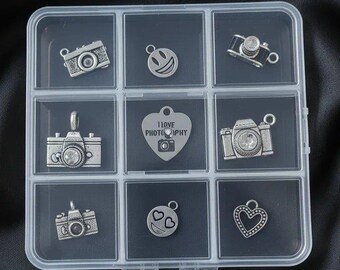 写真好きのためのチャームボックス - 9個入り、シルバー