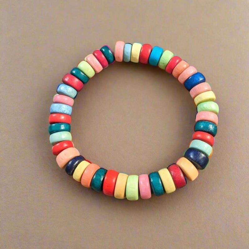 Multi Colored Unisex stretch bracelet - - LadybugfeetDesigns -