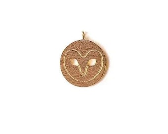 14K Brushed Gold Owl Face Charm