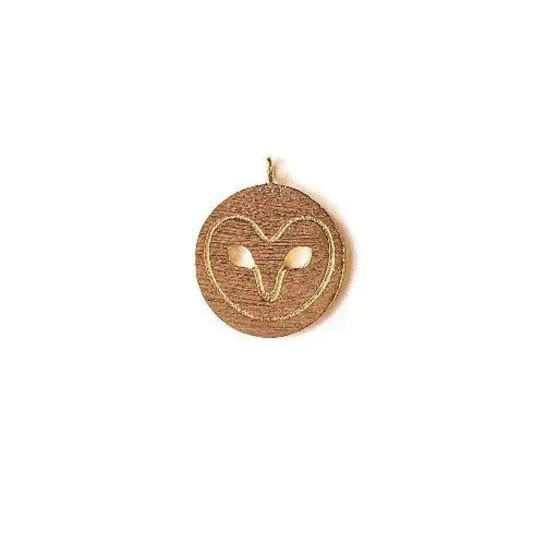 14K Brushed Gold Owl Face Charm - - LadybugfeetDesigns -