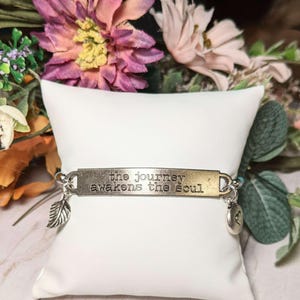 The Journey Awakens the Soul, Inspirational Quote Twisted rope bolo Bracelet - - LadybugfeetDesigns -