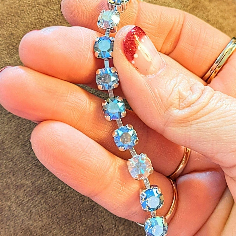 The Beach is my Happy Place-Ocean Wave Faceted Crystal Bracelet - - LadybugfeetDesigns -