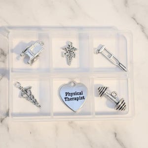Physical Therapist Mini Charm Box - 6 pc., Silver - - LadybugfeetDesigns -
