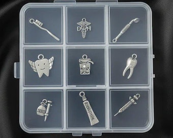 Dental Hygienist Charm Box - 9 pc., Silver