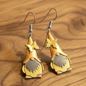 Boho Gnome hook earrings - Sterling Silver hooks - - LadybugfeetDesigns -
