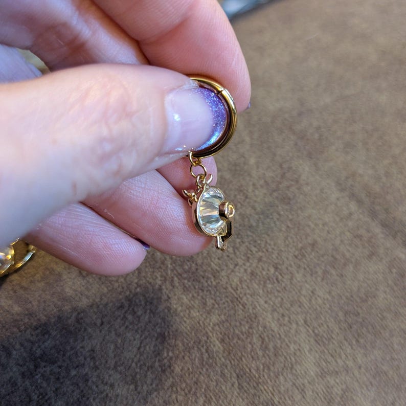 CZ Owl Hoop earrings, Gold -12mm - - LadybugfeetDesigns -