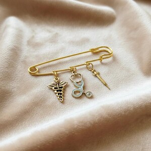 Medical Field Safety Pin Brooch, Purse Charm - - LadybugfeetDesigns -