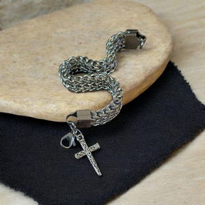 Men's Stainless Steel Cross bracelet II - - LadybugfeetDesigns -