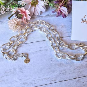 Electroplated Oval Link Necklace, Matte Silver - 18.5 inch - - LadybugfeetDesigns -