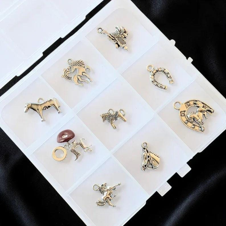 Horse Lover Charm Box - 9 pc., Silver - - LadybugfeetDesigns -