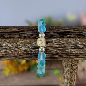 Iridescent Blue Mystic Aura Quartz Gemstone Diffuser bracelet - - LadybugfeetDesigns -