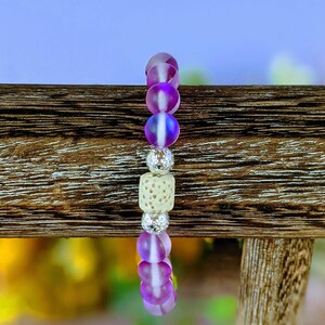 Iridescent Purple Mystic Aura Quartz Gemstone Diffuser bracelet - - LadybugfeetDesigns -