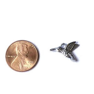 Silver 3D Hummingbird Charm - - LadybugfeetDesigns -