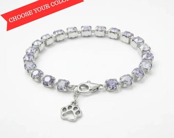 Dog/Cat Paw Faceted Crystal Bracelet