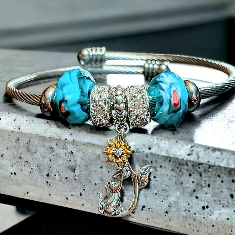 Playful Kitty Euro Cuff Wrap Bracelet, Silver - - LadybugfeetDesigns -