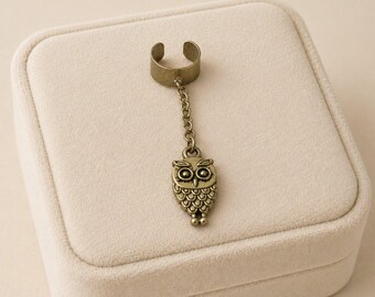 Owl Ear Cuff, Antique Bronze
