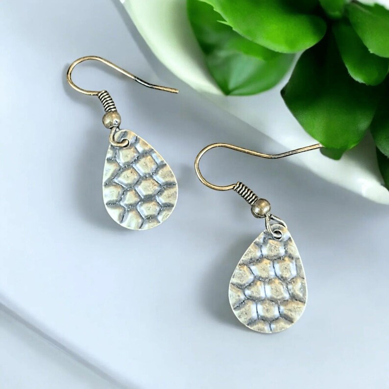 Antique Bronze Crocodile Tears Earrings - - LadybugfeetDesigns -